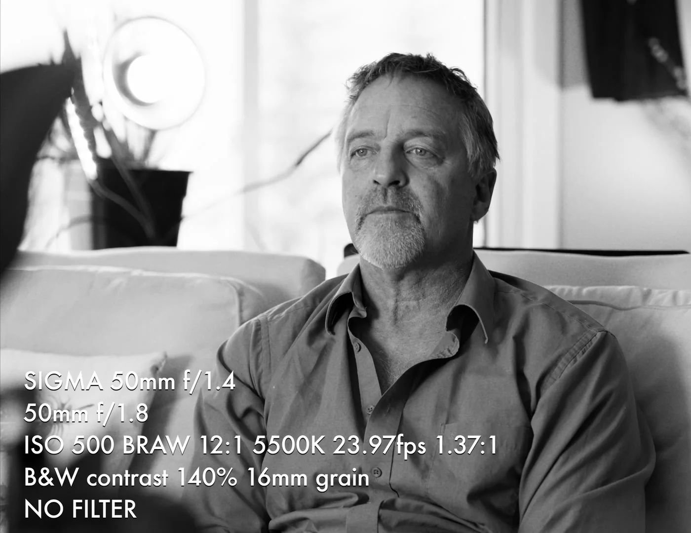 Roark Critchlow holds a neutral expression in a sharp, clean Sigma 50mm f/1.4 lens test for Last of a Dying Breed.