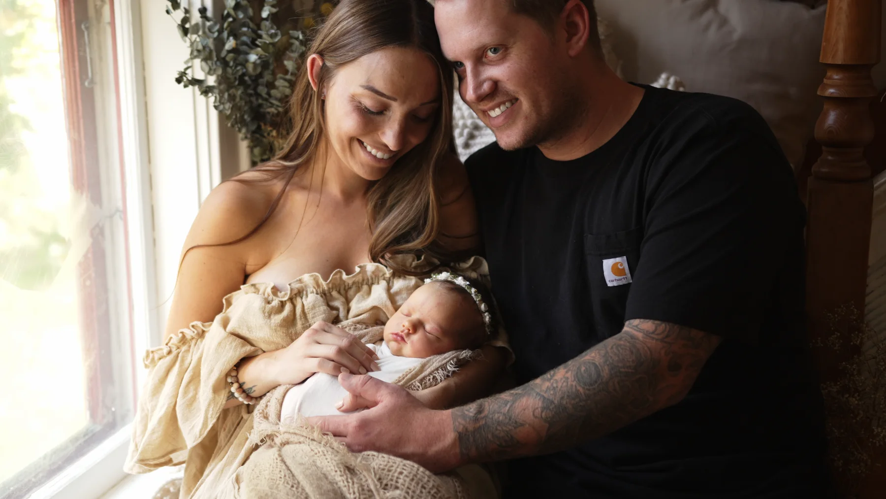 Newborn photography setup in the Amie Roussel Photography brand video.