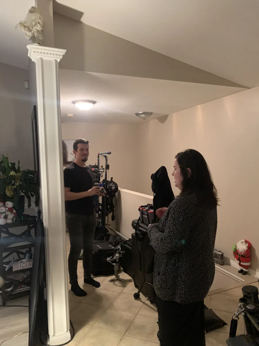 Camera team and actors preparing a scene for The Letter