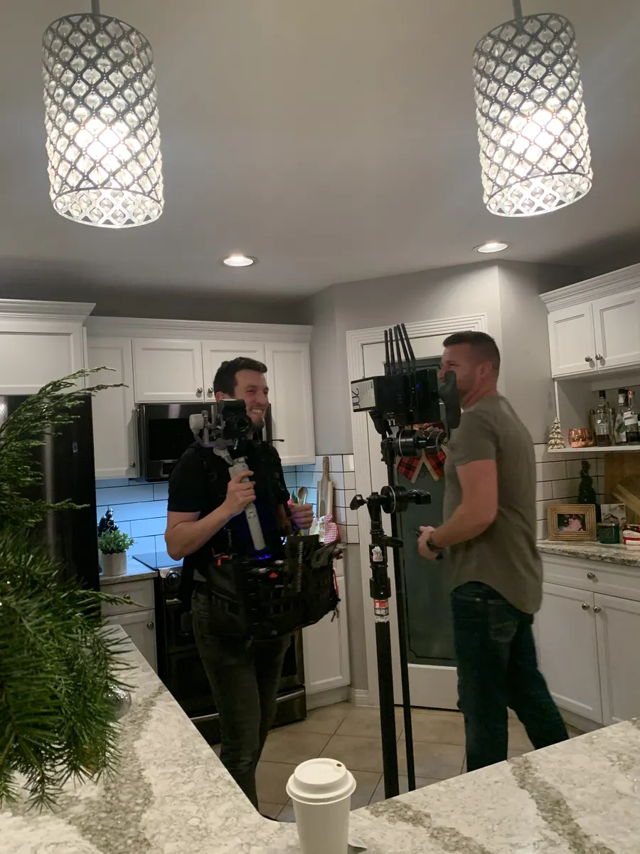 Camera team resetting in the kitchen for The Letter