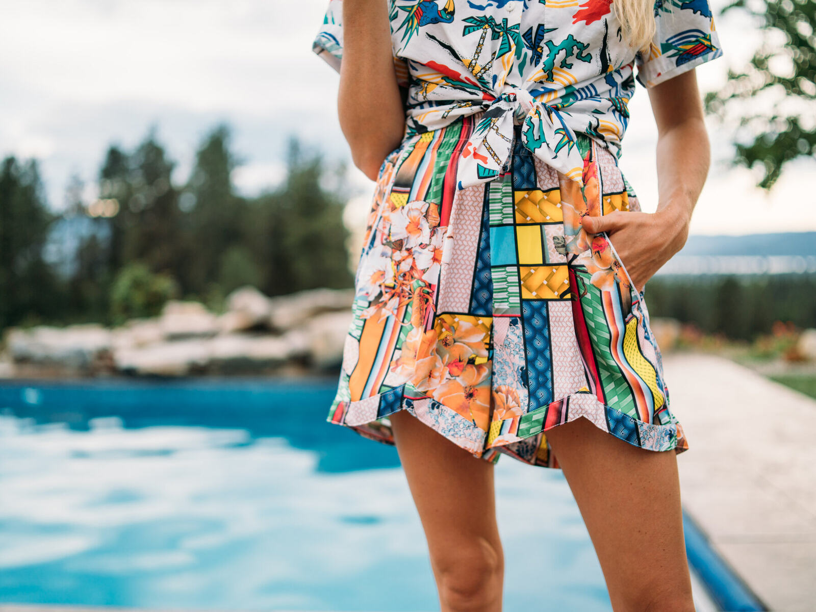 A close poolside fashion detail from the Zeff lifestyle styling package.